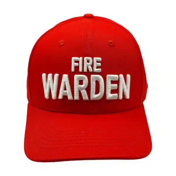 Fire Warden hat front view - red emergency warden hat