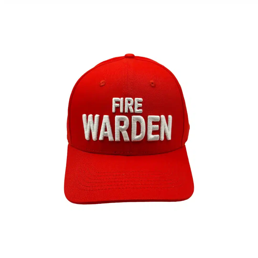 Fire Warden hat front view - red emergency warden hat