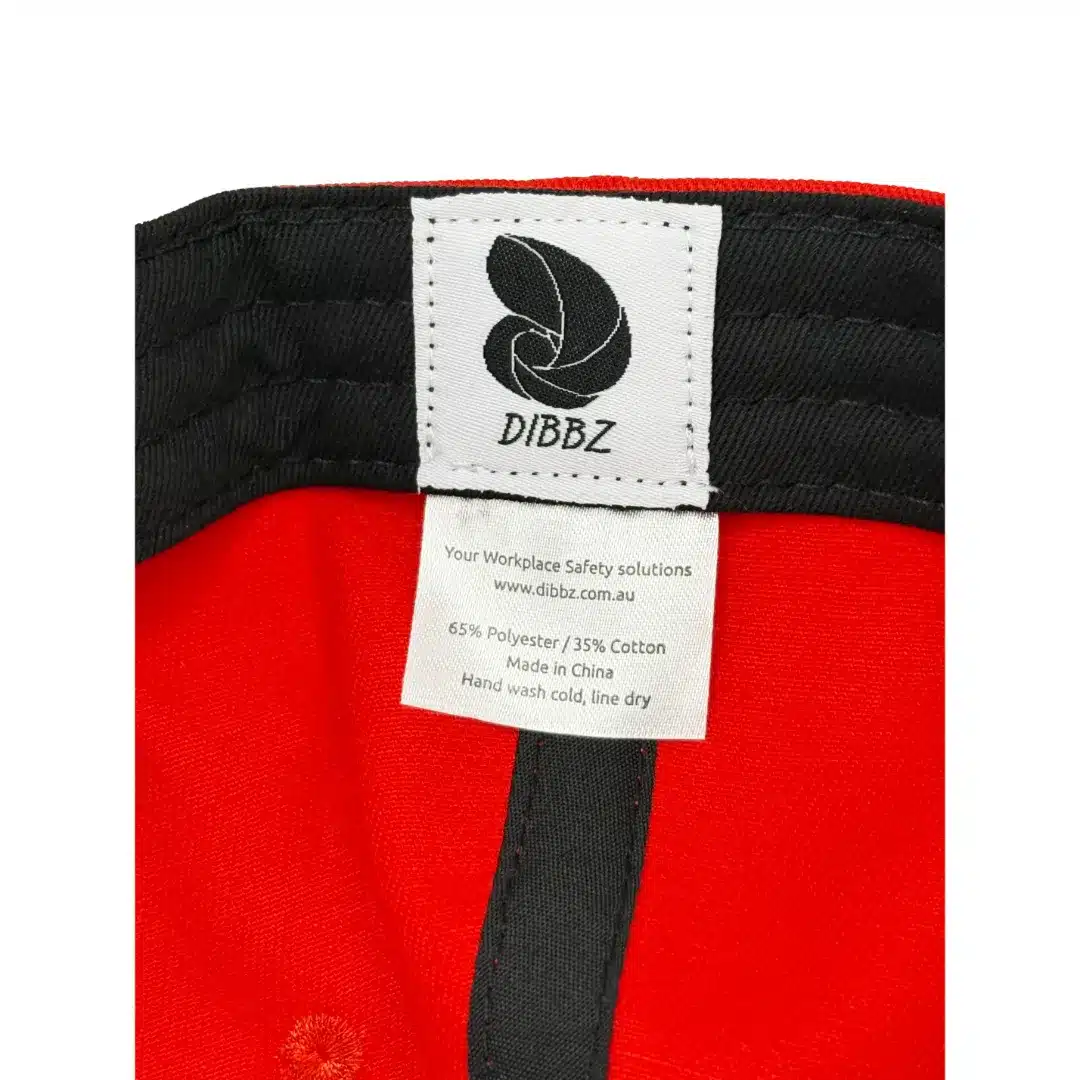 Fire Warden hat product tag close-up