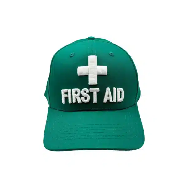 First Aid hat front view - green first aid responder hat