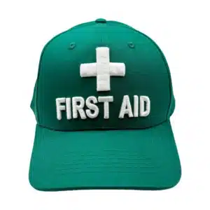 First Aid Warden hat front view - green first aid responder hat