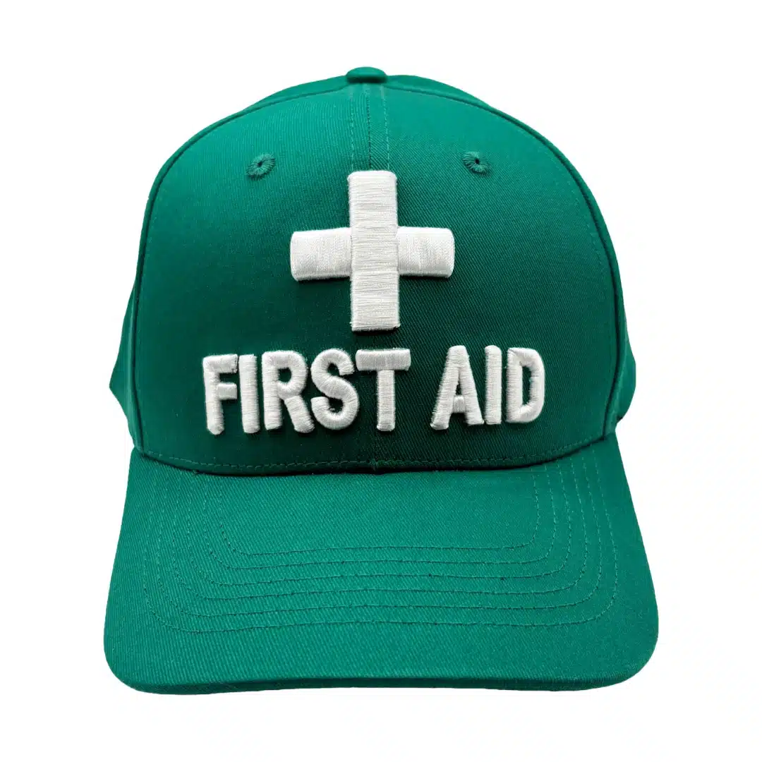 First Aid Warden hat front view - green first aid responder hat