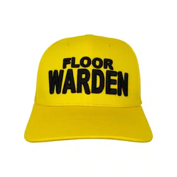 Floor Warden hat front view showing yellow emergency warden cap