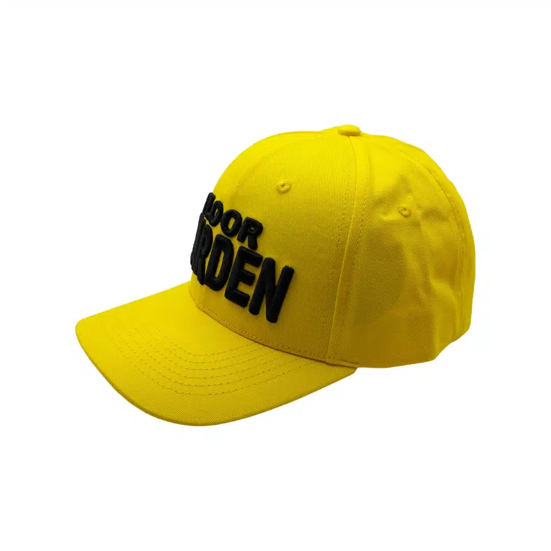 Floor Warden hat left side view showing yellow emergency cap design