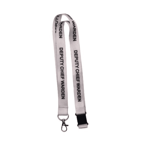 White Deputy Chief Warden lanyard with black text on a white background.