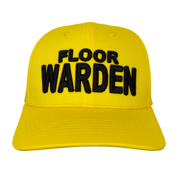 Floor Warden hat front view showing yellow emergency warden cap